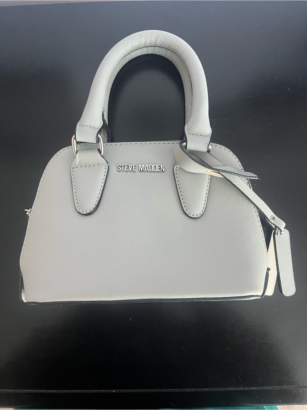 Steve Madden BFAITH Gray Saffiano Crossbody Satchel Dome Bag Purse